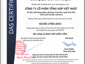 Vinicorp nâng cấp chứng chỉ ISO 27001:2013